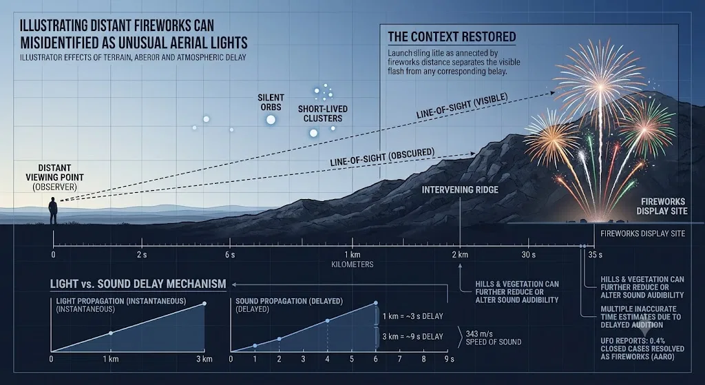Overview image for When Distant Fireworks Lose Their Familiar Shape | UFO Identifications