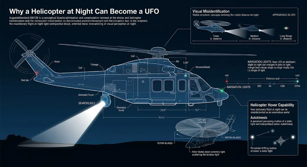 Overview image for Why a Helicopter at Night Can Become a UFO | UFO Identifications