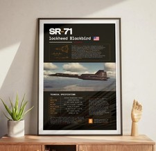 Listing image for SR-71 Blackbird Blueprint Poster, Lockheed Spy Plane Technical Print