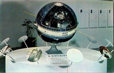 Listing image for Vintage Smithsonian Postcard of Courier Communications Satellite Model 1960