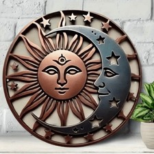 Listing image for Sun Moon Star Wind Chimes Metal Wall Art Outdoor Garden Patio Home Decor