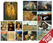 Listing image for Famous Painters Classic Paintings A4 Poster Fine Art Print Home Cafe Wall Decor