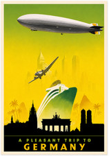 Listing image for Germany 1935 Vintage Airship Poster Fine Art Print 17"x22"