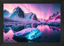 Listing image for Purple Aurora Borealis Framed Wall Art Poster Canvas Print Picture