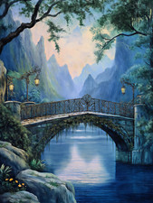 Listing image for Mystic Mountain Bridge with Twilight Sky Poster 18x24in