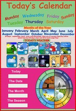 Listing image for Today Calendar A2 laminated educational school week kids weather wall art Poster