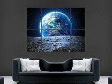 Listing image for PLANET EARTH SPACE THE MOON POSTER STARS GALAXY IMAGE PRINT GIANT WALL ART