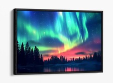 Listing image for BEAUTIFUL NORTHERN LIGHTS LANDSCAPE FLOAT EFFECT FRAMED CANVAS ART PICTURE PRINT