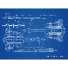 Listing image for SR-71 Blackbird Habu US Aircraft Spy Plane Blueprint Plan Huge Wall Art Poster